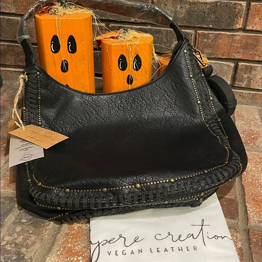 Elegant Black Hobo Bag with Dust Bag